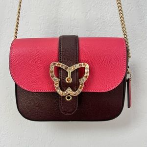 Coach “Gemma” pink and burgundy butterfly crossbody chain bag